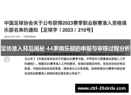 足协准入背后揭秘 44家俱乐部的申报与审核过程分析